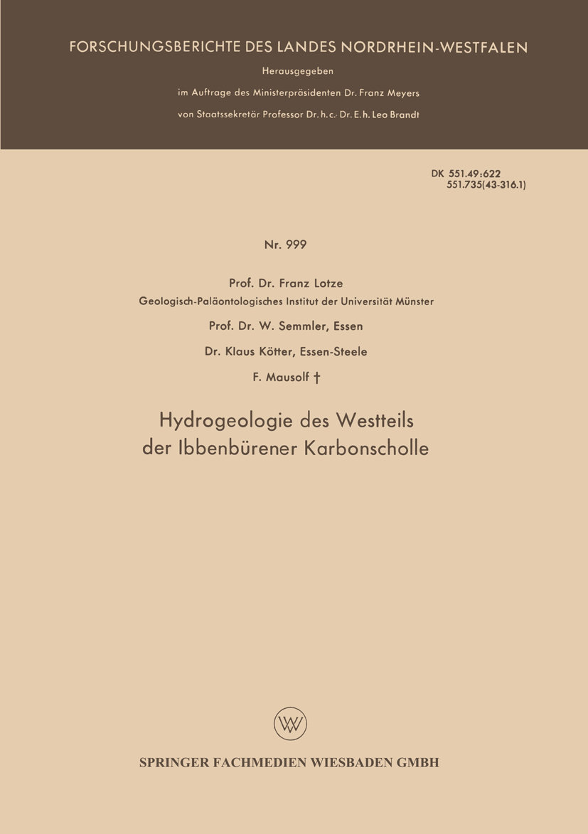 Hydrogeologie des Westteils der Ibbenbürener Karbonscholle