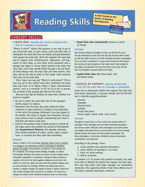 Study Card for Reading Skills